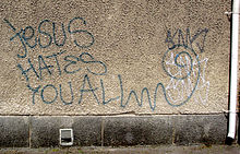 Anti-Christian graffiti in Tampere, Finland Anti-Christian graffiti.jpg