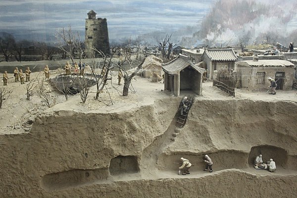 Diorama of defensive tunnels dug during the Second Sino-Japanese War