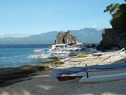 Beach and boats</br>Coast of Negros in background