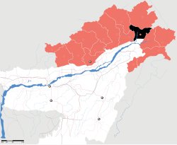 Umístění čtvrti Lower Dibang Valley v Arunáčalpradéš