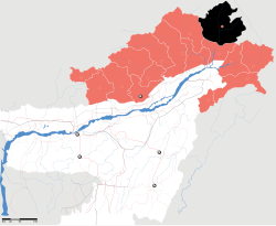 Umístění čtvrti Dibang Valley v Arunáčalpradéš