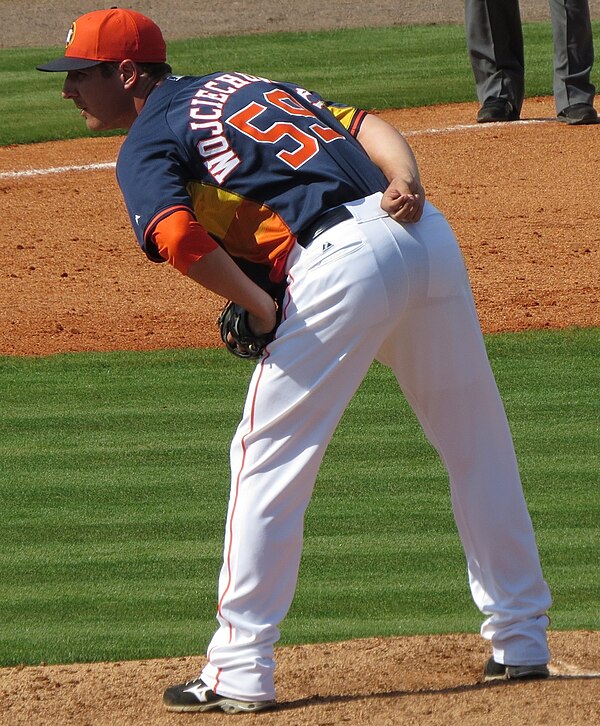 Wojciechowski pitching for Astros in 2015 spring training