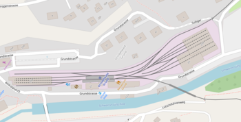 Map of the station Bahnhof Grindelwald Grund, OSM map 2022.png