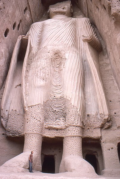 The smaller Buddha of Bamiyan. Buddhism was widespread in the region before the Islamic conquest of Afghanistan.