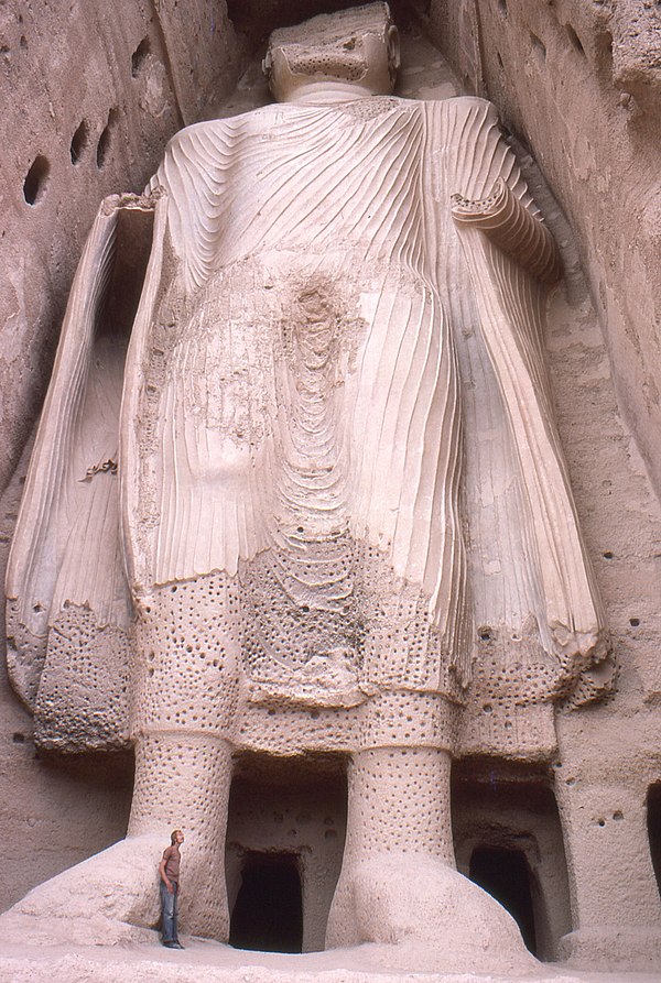 The smaller Buddha of Bamiyan. Buddhism was widespread in the region before the Islamic conquest of Afghanistan.