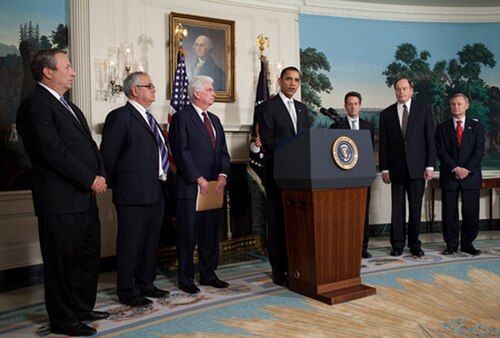 President Barack Obama addresses reporters about the economy and the need for financial reform in the Diplomatic Reception Room of the White House on 