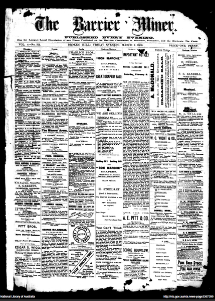 File:Barrier Miner front page 1 March 1889.PNG