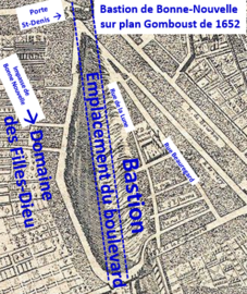 Bastion de Bonne nouvelle en 1652 (plan Gomboust)