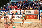 Deutsch: Beachhandball Europameisterschaften 2019 (Beach handball Euro); Tag 6: 7. Juli 2019 – Frauenfinale, Dänemark-Ungarn 2:0 (18:12, 23:22) English: Beach handball Euro; Day 6: 7 July 2019 – Women's Final – Denmark-Hungary 2:0 (18:12, 23:22)