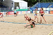 Deutsch: Beachhandball Europameisterschaften 2019 (Beach handball Euro); Tag 2: 3. Juli 2019 – Frauen, Vorrunde Gruppe D, Ukraine-Deutschland 2:0 (23:22, 32:24) English: Beach handball Euro; Day 2: 3 July 2019 – Women Preliminary Round Group D – Ukraine-Germany 2:0 (23:22, 32:24)