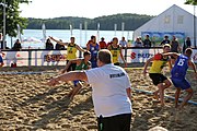 Deutsch: Beachhandball Europameisterschaften 2019 (Beach handball Euro); Tag 4: 5. Juli 2019 – Männer, Viertelfinale, Ungarn-Deutschland 2:1 (23:16, 11:23, 9:6) English: Beach handball Euro; Day 4: 5 July 2019 – Quarter Final Men – Hungary-Germany 2:1 (23:16, 11:23, 9:6)