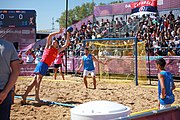 Deutsch: Beachhandball bei den Olympischen Jugendspielen 2018 in Buenos Aires; Tag 7, 13. Oktober 2018; Jungen, Halbfinale – Spanien-Kroatien 2:1 English: Beach handball at the 2018 Summer Youth Olympics in Buenos Aires at 13 October 2018 – Boys Semifinal – Spain-Croatia 2:1 Español: Handball de playa en los Juegos Olimpicos de la Juventud Buenos Aires 2018 en 13 de octubre de 2018 – Semifinales de chicos - España-Croacia 2:1