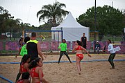Deutsch: Beachhandball bei den Olympischen Jugendspielen 2018; Tag 5, 10. November 2018; Mädchen, Platzierungsrunde - Mauritius-Venezuela 0:2 English: Beach handball at the 2018 Summer Youth Olympics at 11 October 2018 – Girls Consolation Round – Mauritius-Venezuela 0:2