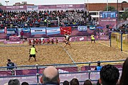 Deutsch: Beachhandball bei den Olympischen Jugendspielen 2018; Tag 6, 12. Oktober 2018; Mädchen, Hauptrundenspiel – Chinese Taipei (Taiwan)-Argentinien 1:2 English: Beach handball at the 2018 Summer Youth Olympics at 12 October 2018 – Girls Main Round – Chinese Taipei (Taiwan)-Argentina 1:2