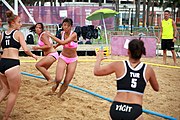 Deutsch: Beachhandball bei den Olympischen Jugendspielen 2018; Tag 6, 12. Oktober 2018; Mädchen, Platzierungsspiel um Rang 9 und 10 – Türkei-Hongkong 2:0 English: Beach handball at the 2018 Summer Youth Olympics at 12 October 2018 – Girls Women's Placement Match 9-10 – Türkei-Hong Kong 2:0