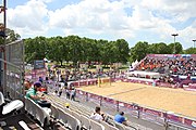 Deutsch: Beachhandball bei den Olympischen Jugendspielen 2018 in Buenos Aires; Tag 7, 13. Oktober 2018; Hauptplatz und Blick auf die Anlagen English: Beach handball at the 2018 Summer Youth Olympics in Buenos Aires at 13 October 2018 – Main playground and view of the grounds Español: Handball de playa en los Juegos Olimpicos de la Juventud Buenos Aires 2018 en 13 de octubre de 2018 – Patio principal y vista de los terrenos