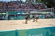 Deutsch: Beachvolleyball bei den Olympischen Jugendspielen 2018; Tag 11, 17. Oktober 2018; Jungen, Spiel um Platz 3 – Argentinien-Ungarn 2:0 (21–15/21–15) English: Beach volleyball at the 2018 Summer Youth Olympics at 17 October 2018 – Bronze Medal Match – Argentina-Hungary 2:0 (21–15/21–15)