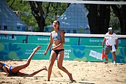 Deutsch: Beachvolleyball bei den Olympischen Jugendspielen 2018; Tag 8, 14. Oktober 2018; Mädchen, Achtelfinale – Mexiko-China 0:2 (15–21/16–21) English: Beach volleyball at the 2018 Summer Youth Olympics at 14 October 2018 – Girls Round of 16 – Mexico-China 0:2 (15–21/16–21)