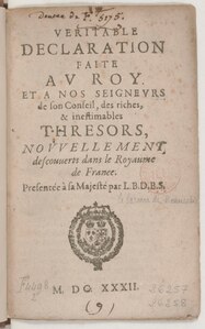 Martine de Bertereau, Veritable declaration des riches & inestimables thresors…, 1632    