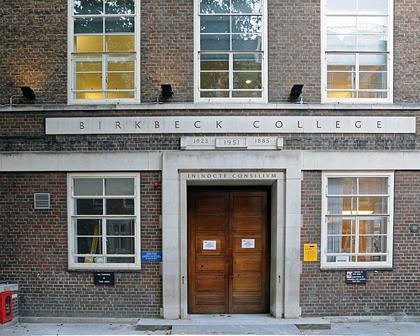 The former main entrance of Birkbeck College; the new entrance is on the other side of this building.