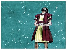 "And He brought him outside, and said: 'Look now toward heaven, and count the stars, if you are able to count them'" (1984 illustration by Jim Padgett, courtesy of Distant Shores Media/Sweet Publishing) Book of Genesis Chapter 15-3 (Bible Illustrations by Sweet Media).jpg