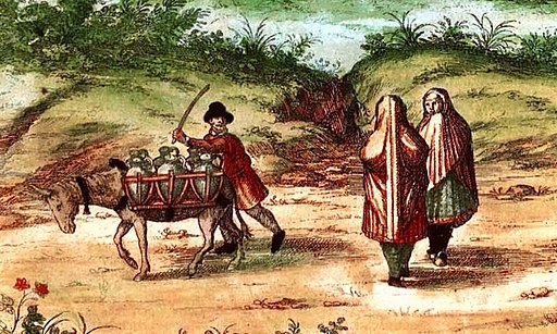 Braun Hogenberg Aguador y moriscas en Granada - 1576