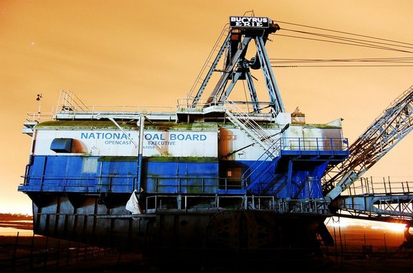 Bucyrus-Erie 1150RB walking dragline preserved at St Aidan's opencast coal mine, Yorkshire, England