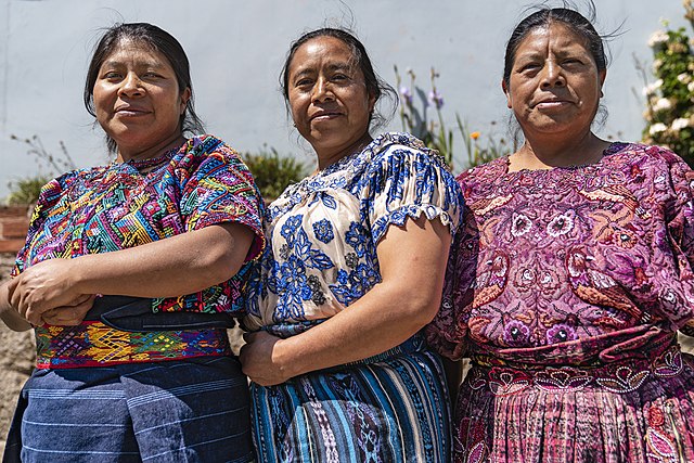 Maya women in traditional dress, Quetzaltenango, Guatemala