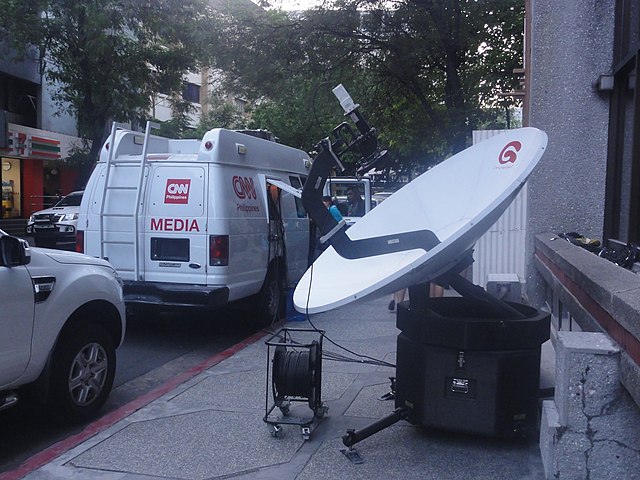 Satellite news gathering truck of CNN Philippines in Salcedo Village, Makati.