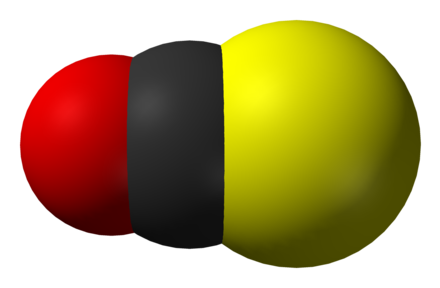 Space-filling 3D model of carbonyl sulfide
