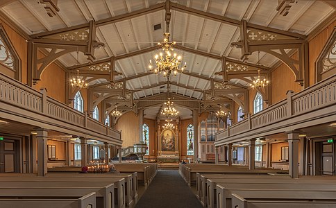 Interior of Tromsø Cathedral, Norway.