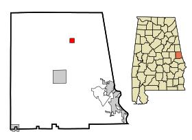 Chambers County Alabama Incorporated and Unincorporated areas Five Points Highlighted.svg
