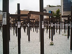 A memorial of over a thousand crosses and a segment of the Wall for those who died trying to cross. The memorial stood for ten months from 2004 to 2005.