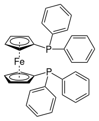 Strukturformel von 1,1′-Bis(diphenylphosphino)ferrocen