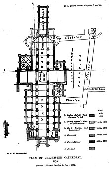 Plan of Chichester Cathedral, produced in 1875 Chicathedralplan.jpg