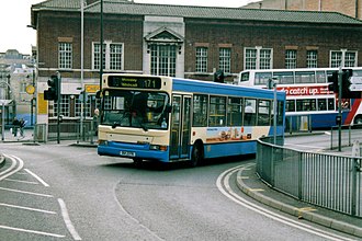 A Dennis Dart SLF of Choice Travel in blue and cream D&G Bus and Coach livery Choice Travel 104 OUI 2376.jpg