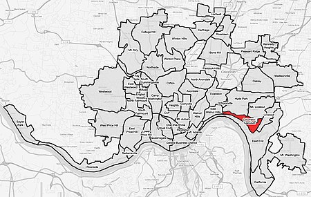 Columbia Tusculum Cincinnati map