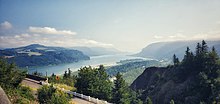 The Columbia River Gorge, as it appears today, was the destination of excursions on Olympian. Columbia River Gorge from the Vista House.jpg