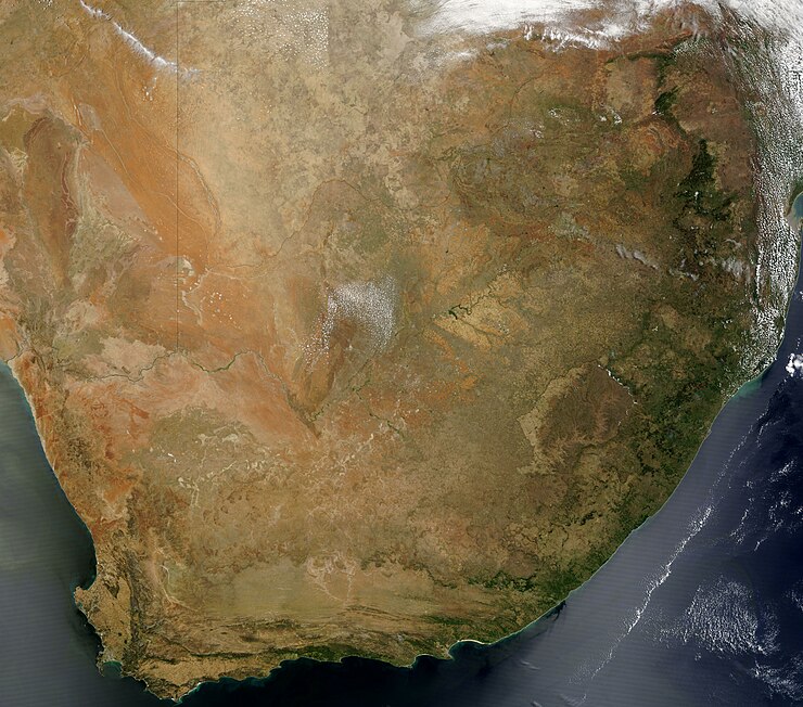 A composite satellite image of Southern Africa