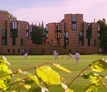 Cricket on the Master's Field with the Jowett Walk buildings in the background