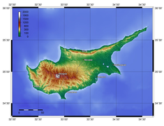 Гіпсометрична карта Кіпру