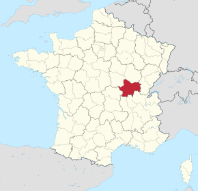 Kart over Saône-et-Loire