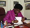 Dame Pearlette Louisy at her desk at Government House in Castries, St. Lucia.jpg