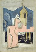 Стюарт Дэвис. «Колокольня и улица», 1922