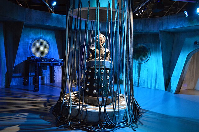 Davros on the Skaro set, on display at the Doctor Who Experience