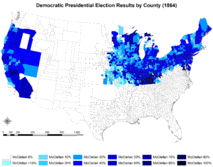 Results explicitly indicating the percentage for the Democratic candidate in each county.