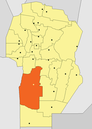 Departamento de Rio Cuarto no mapa