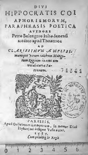 Миниатюра для Файл:Divi Hippocratis,... Aphorismorum paraphrasis poetica, authore Petro Bulengero (IA BIUSante 71541).pdf