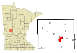 Douglas County Minnesota Incorporated and Unincorporated areas Alexandria Highlighted.svg