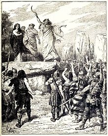 Druids Inciting the Britons to oppose the landing of the Romans - from Cassell's History of England, Vol. I - anonymous author and artists Druids Inciting the Britons to Oppose the Landing of the Romans.jpg